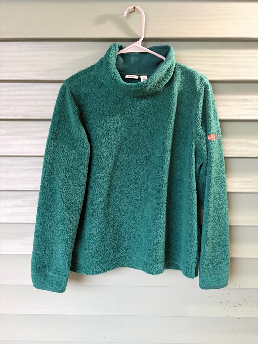 L.L. Bean Teal Green Mock Neck Fleece Pullover